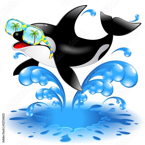 Tablecloth Killer Whale Cartoon with Sunglasses-Orca Con Occhiali da Sole -  