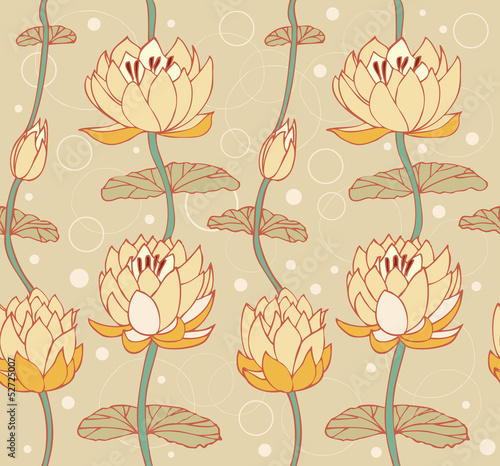Floral pattern with water lilies