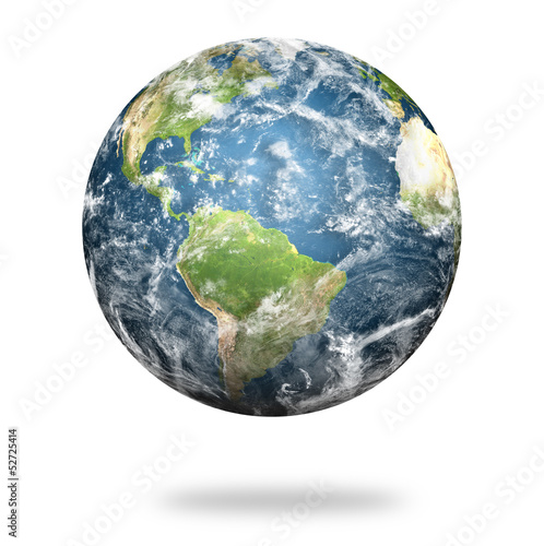 Fototapeta Naklejka Na Ścianę i Meble -  High resolution Planet earth on white background  (Elements of t