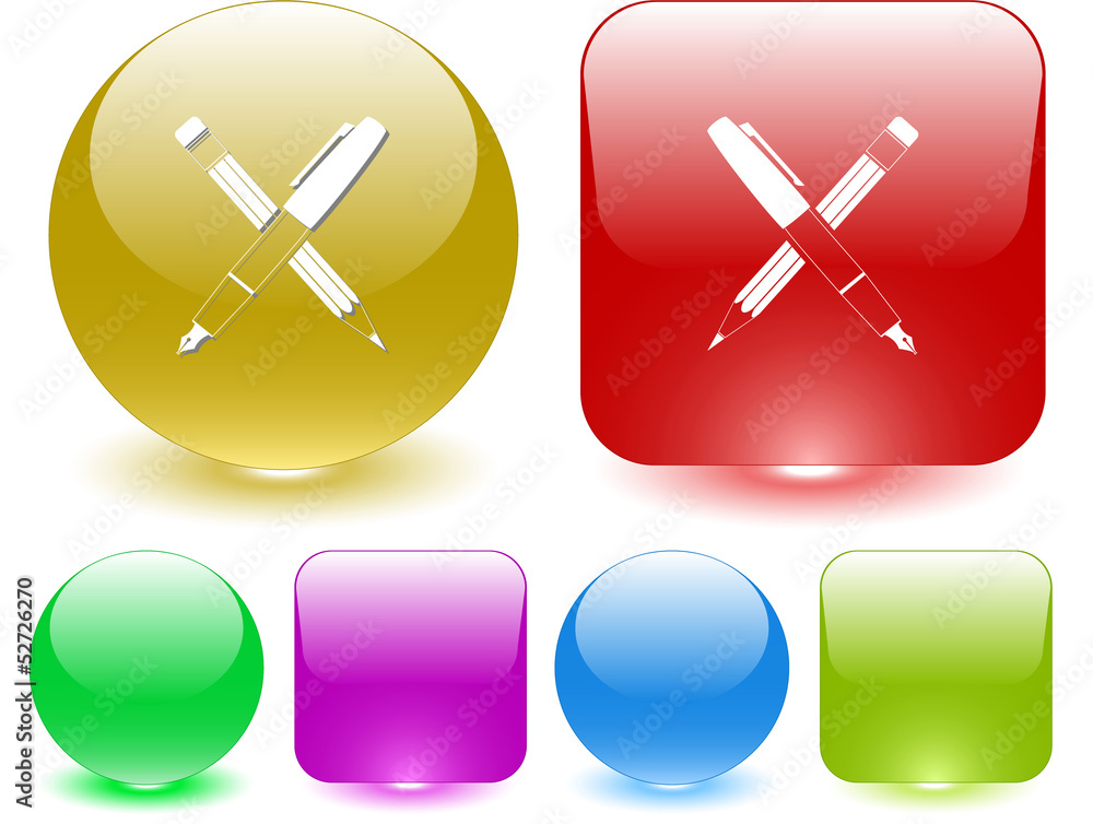 Ink pen and pencil. Vector interface element. Ink pen and pencil. Vector interface element.