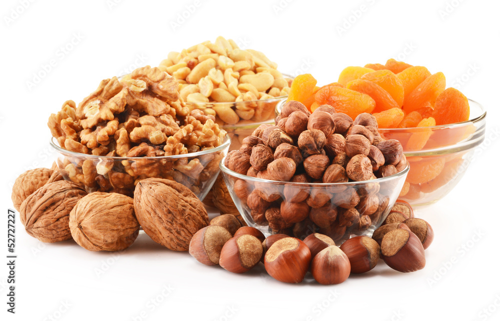 Composition with nuts isolated on white Composition with nuts isolated on white