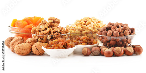 Composition with nuts isolated on white