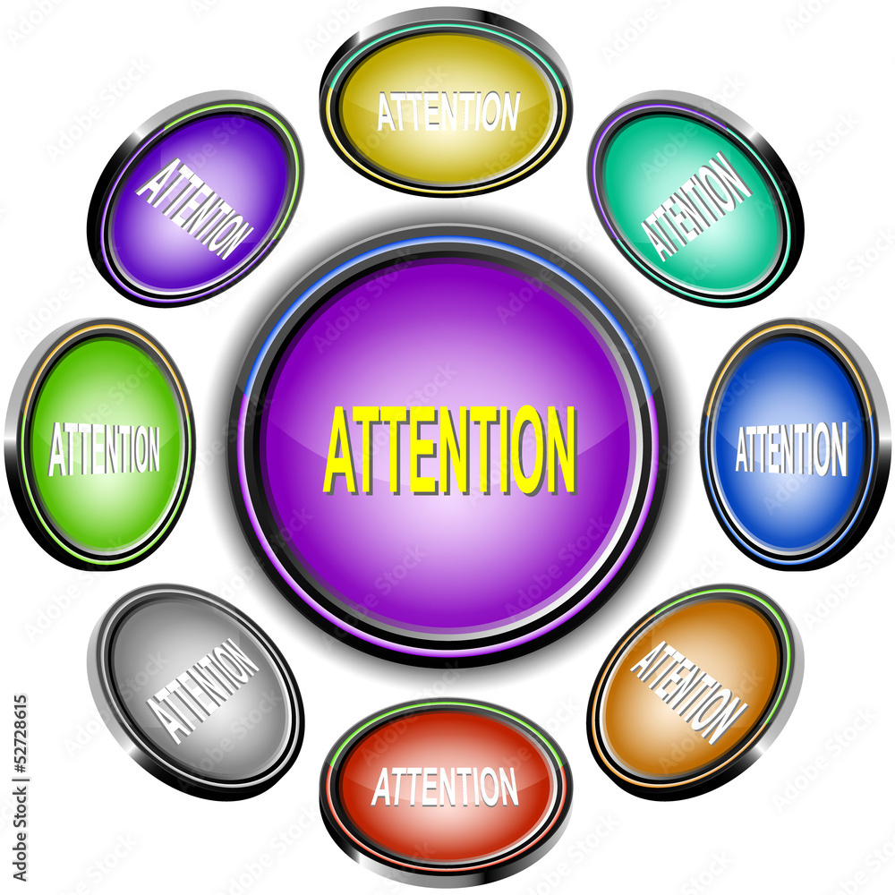 Attention. Vector internet buttons. 8 different projections. Attention. Vector internet buttons. 8 different projections.