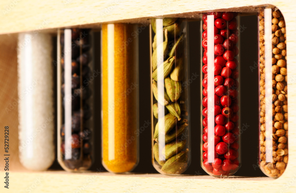 Naklejka premium Spices in beakers