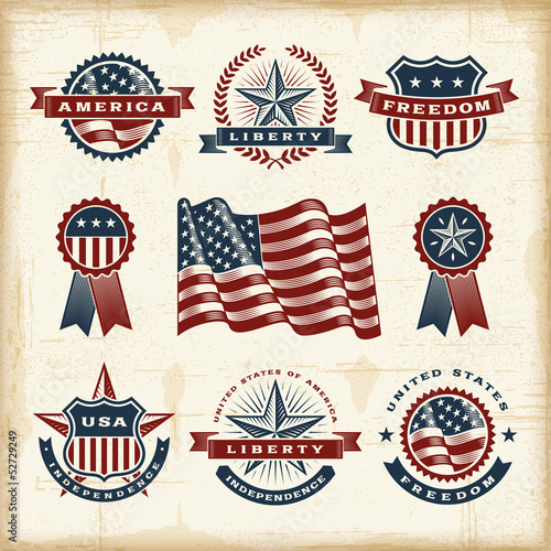 Vintage American labels set