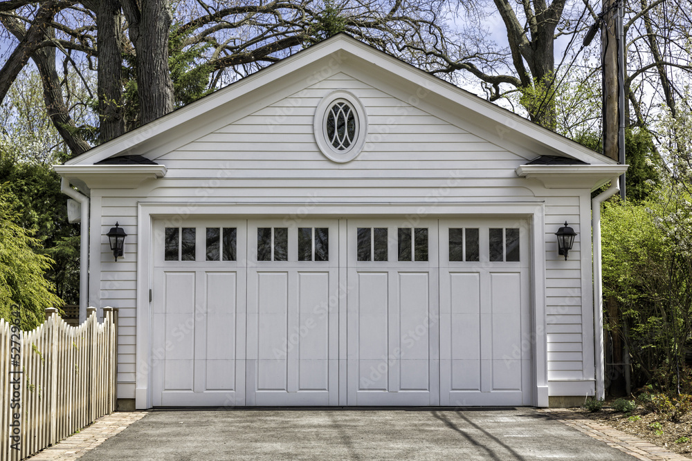 Naklejka premium Two car wooden garage