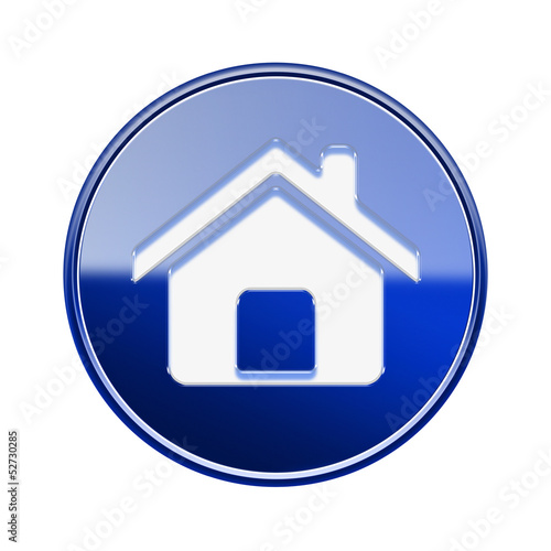 House icon glossy blue, isolated on white background