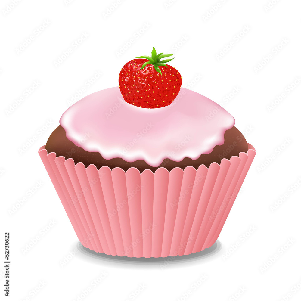 Cupcake With Cream And Strawberry Cupcake With Cream And Strawberry