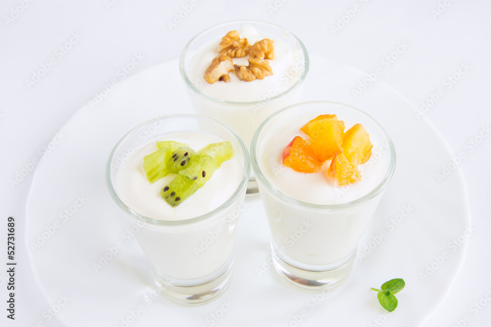 Fresh yogurt with fruits and nuts Fresh yogurt with fruits and nuts