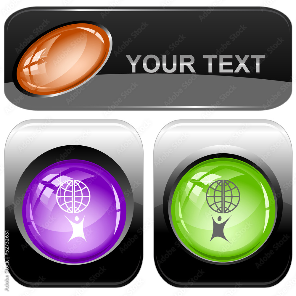 Little man with globe. Vector internet buttons. Little man with globe. Vector internet buttons.