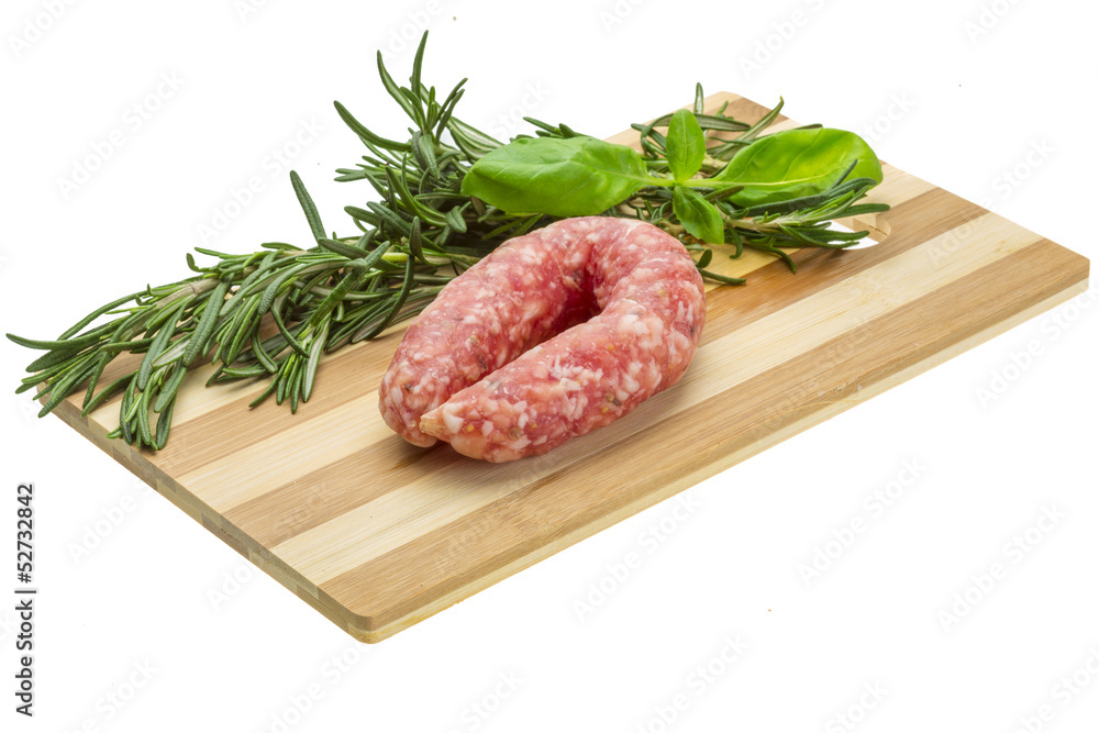 Salami with rosemary, basil