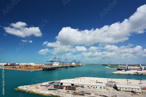 Beautiful view of the cranes and logistics at the harbour © Costin79