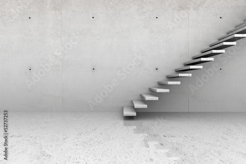 Concrete room with stairs