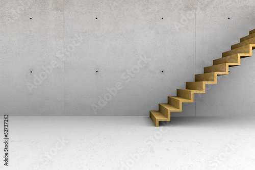 Concrete room with stairs