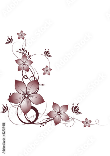 Floral design element with butterfly
