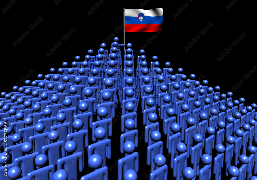 Obraz premium Pyramid of abstract people with Slovenia flag illustration