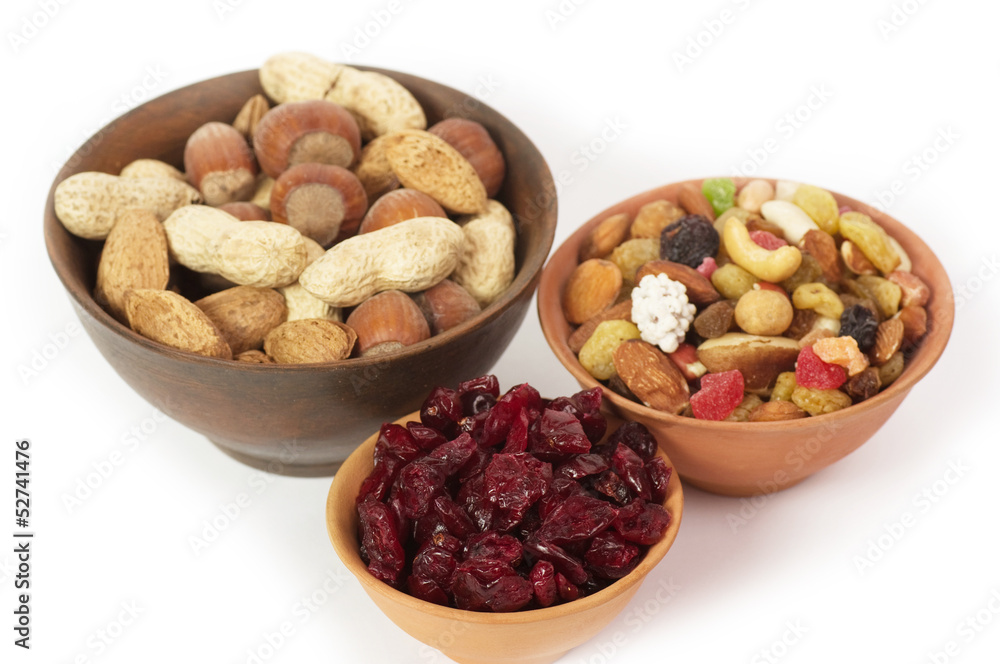 Mix nuts and dry fruits in a clay bowl Mix nuts and dry fruits in a clay bowl