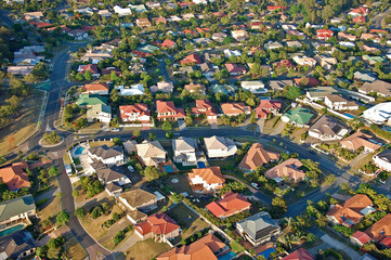 Fotobehang Australië Luchtfoto van daken bij Brisbane  © erodygin