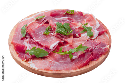delicious sliced ham on wooden board