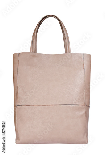 Beige female bag isolated on white background