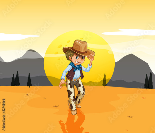 A cowboy at the desert