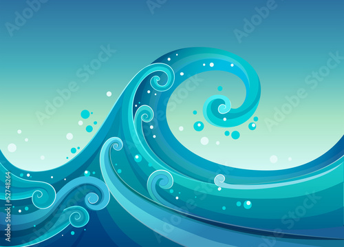 High waves at the sea