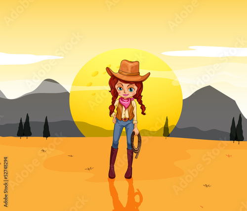 A cowgirl at the desert