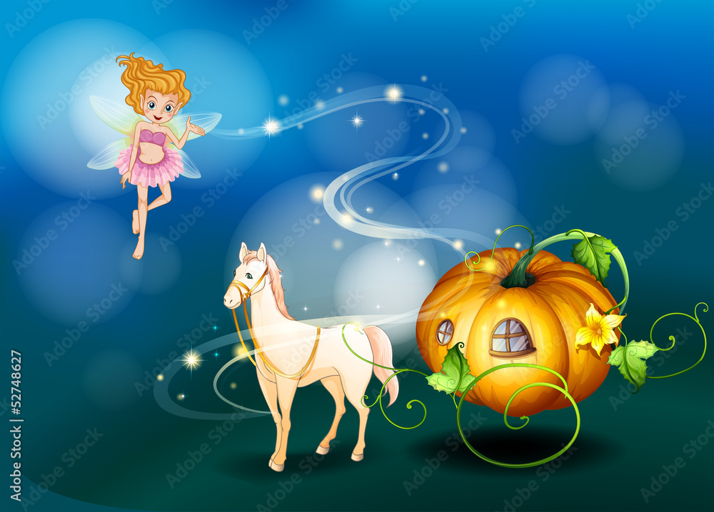 A pumpkin, a horse and a fairy A pumpkin, a horse and a fairy