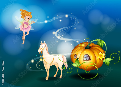 A pumpkin, a horse and a fairy