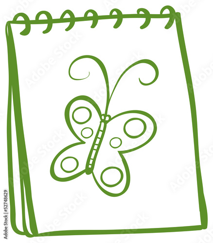 A notebook with an image of a butterfly