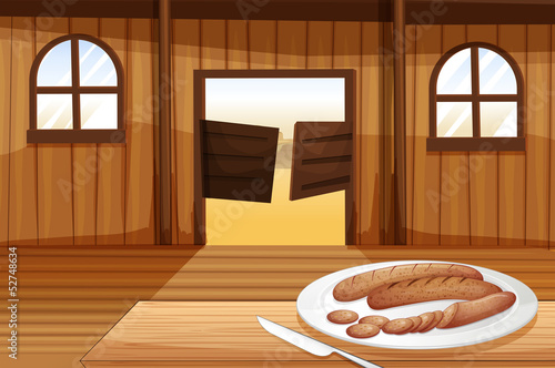 A plate with hotdogs