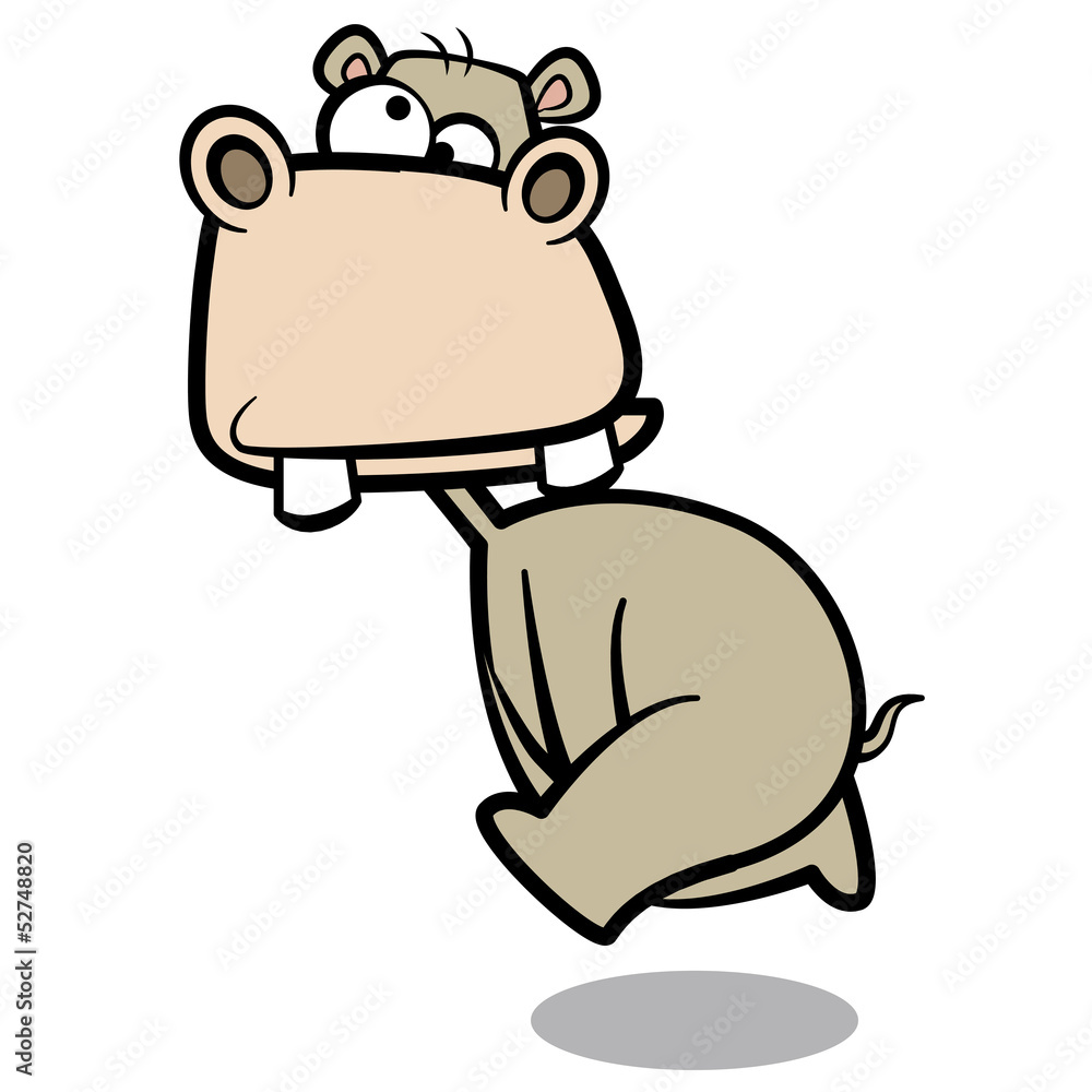 humor cartoon hippo running with white background humor cartoon hippo running with white background