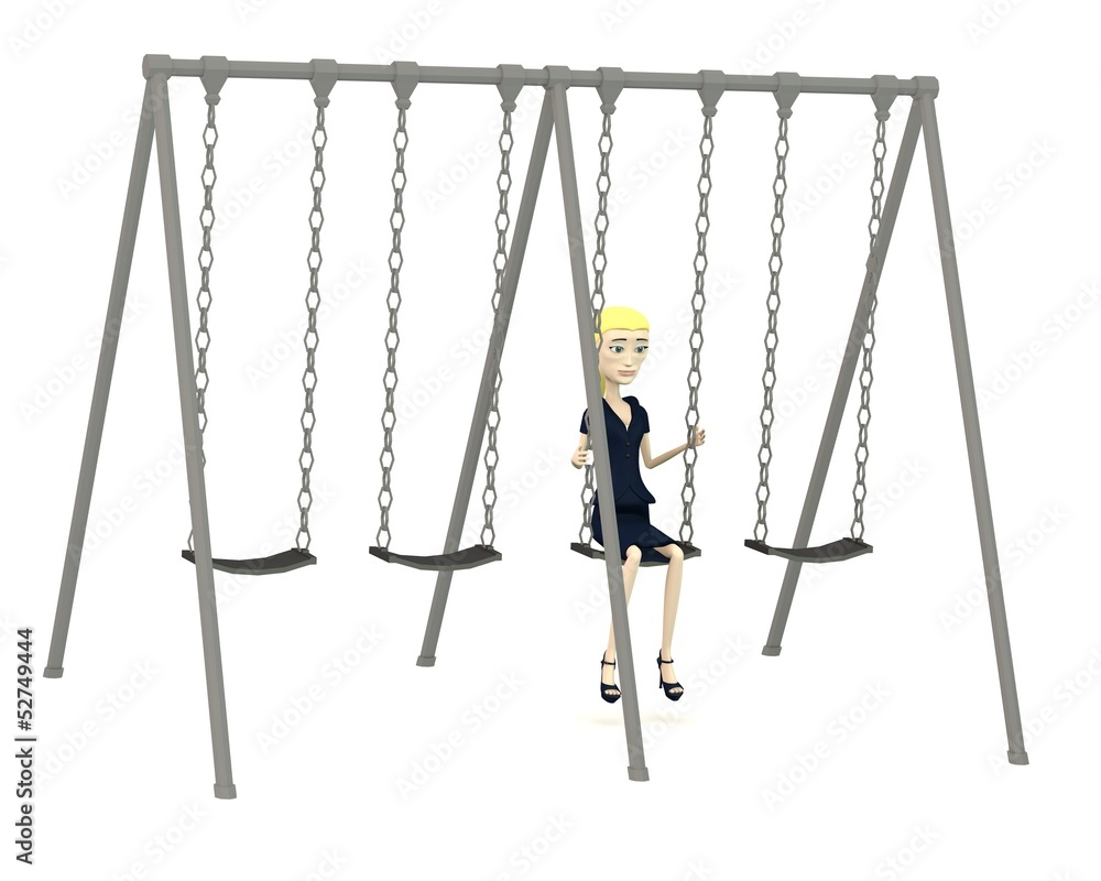 3d render of cartoon character in swing 3d render of cartoon character in swing