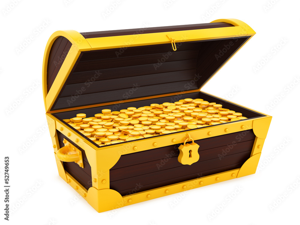 render of a treasure chest, isolated on white render of a treasure chest, isolated on white