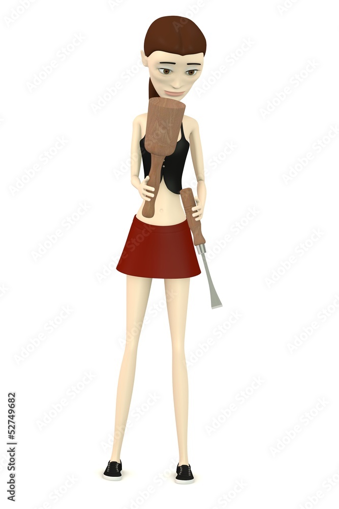 Fototapeta premium 3d render of cartooon character with chisel