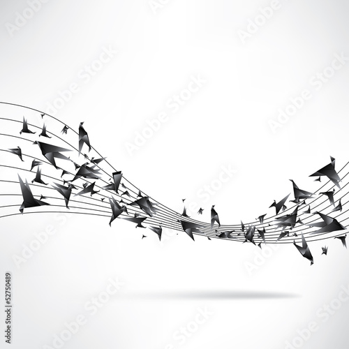 Origami paper bird on abstract background