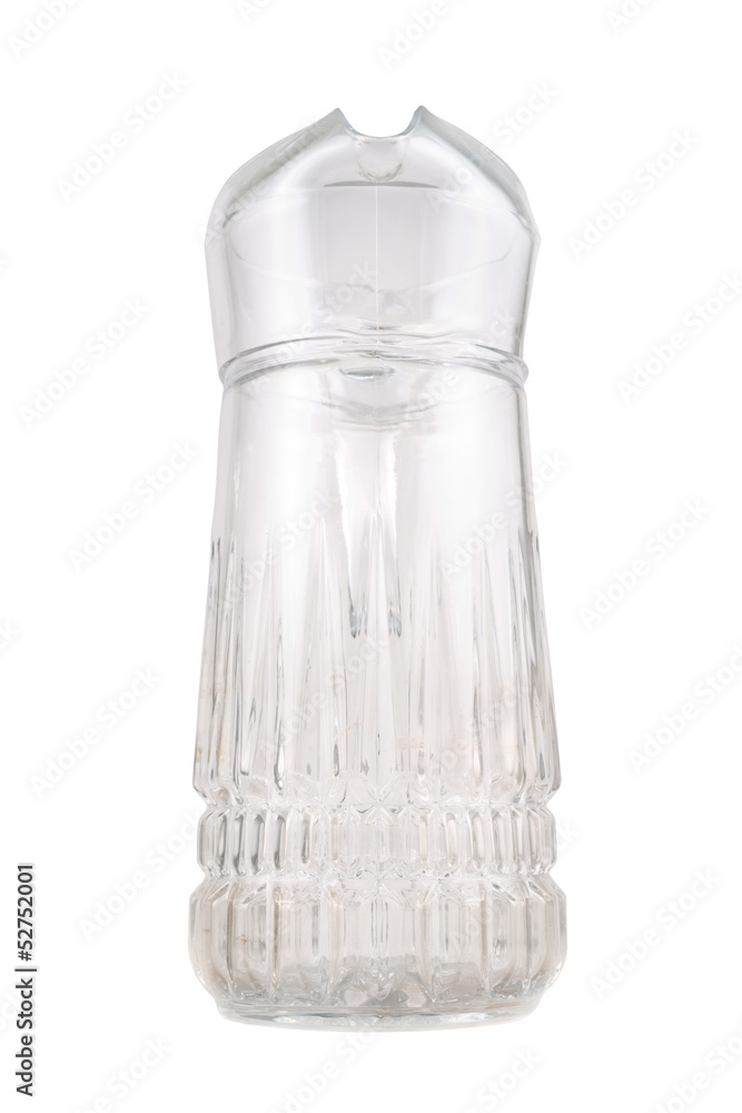 Transparent glass pitcher ewer isolated