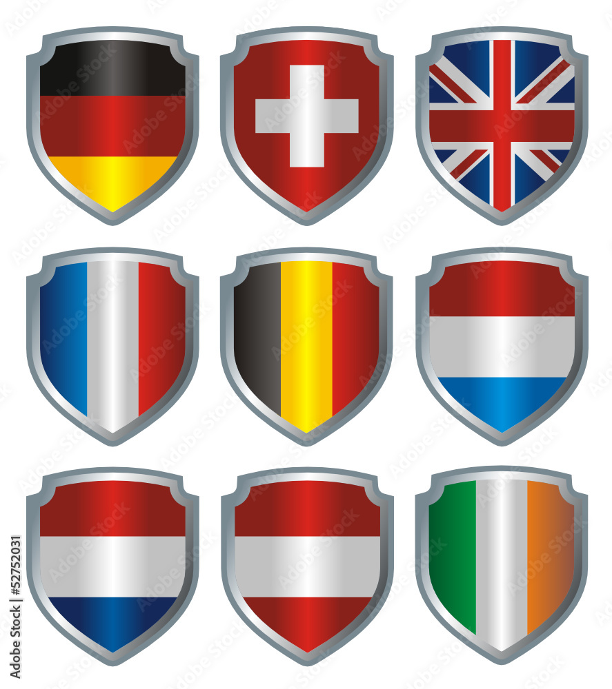 Shield Flags metallic Central Europe Shield Flags metallic Central Europe
