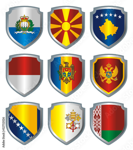 Shield Flags Europe various