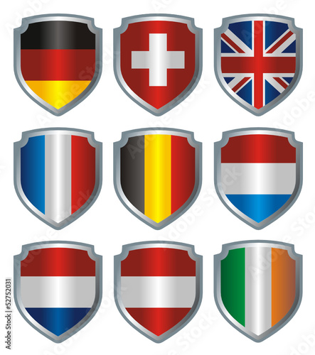 Shield Flags metallic Central Europe