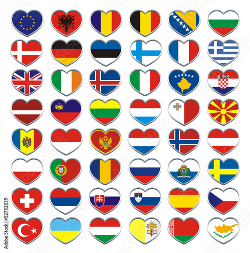 Europe Flags hearts