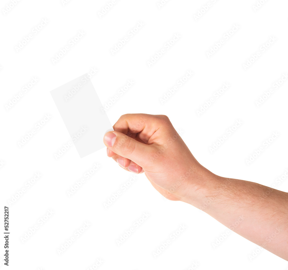 Calling card in a hand isolated Calling card in a hand isolated