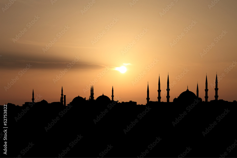 City of Istanbul silhouette against sunset