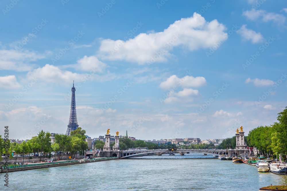The Eiffel tower and Pont Alexandre III