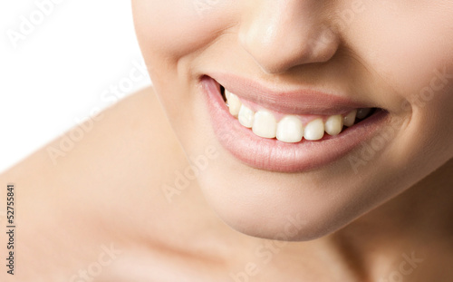 Smiling woman mouth withl white teeth