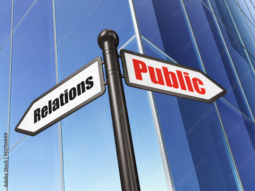 Marketing concept: Public Relations on Building background