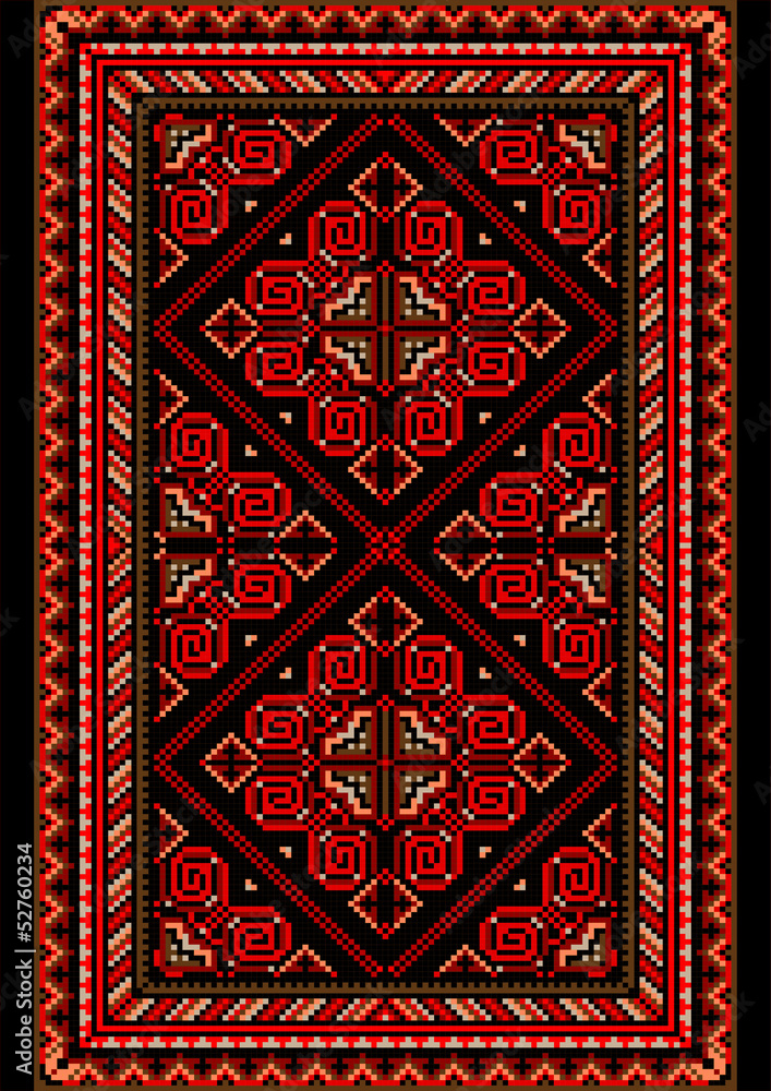Obraz premium Bright carpet in the old style with red and burgundy shades
