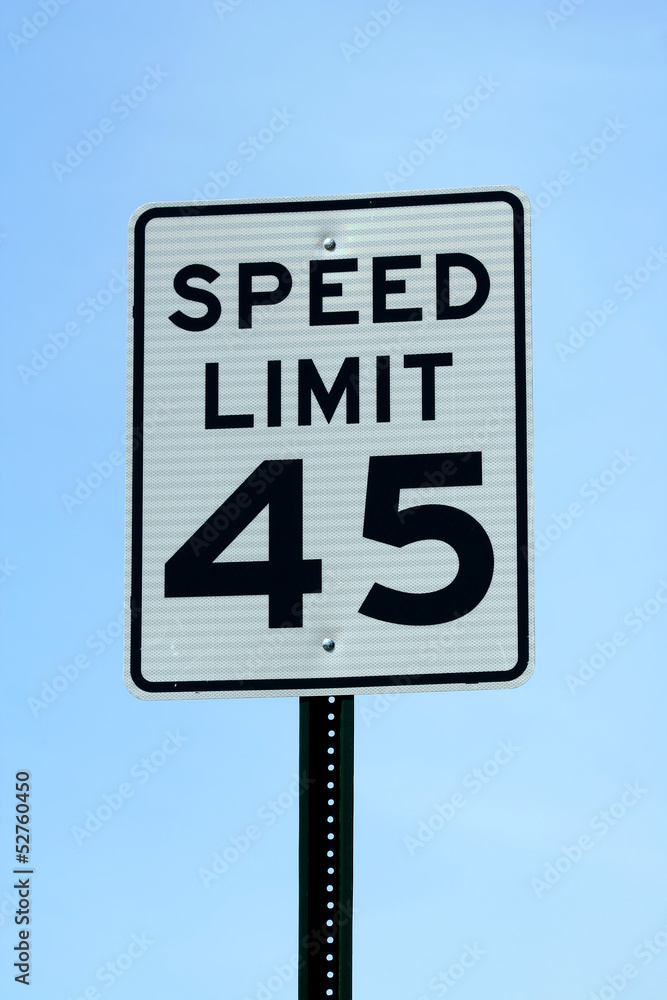 Forty five mph speed limit sign