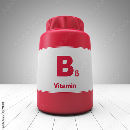 Tableau sur toile Vitamin B6 red bottled bottle