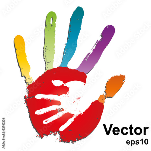 Mother and child hand prints